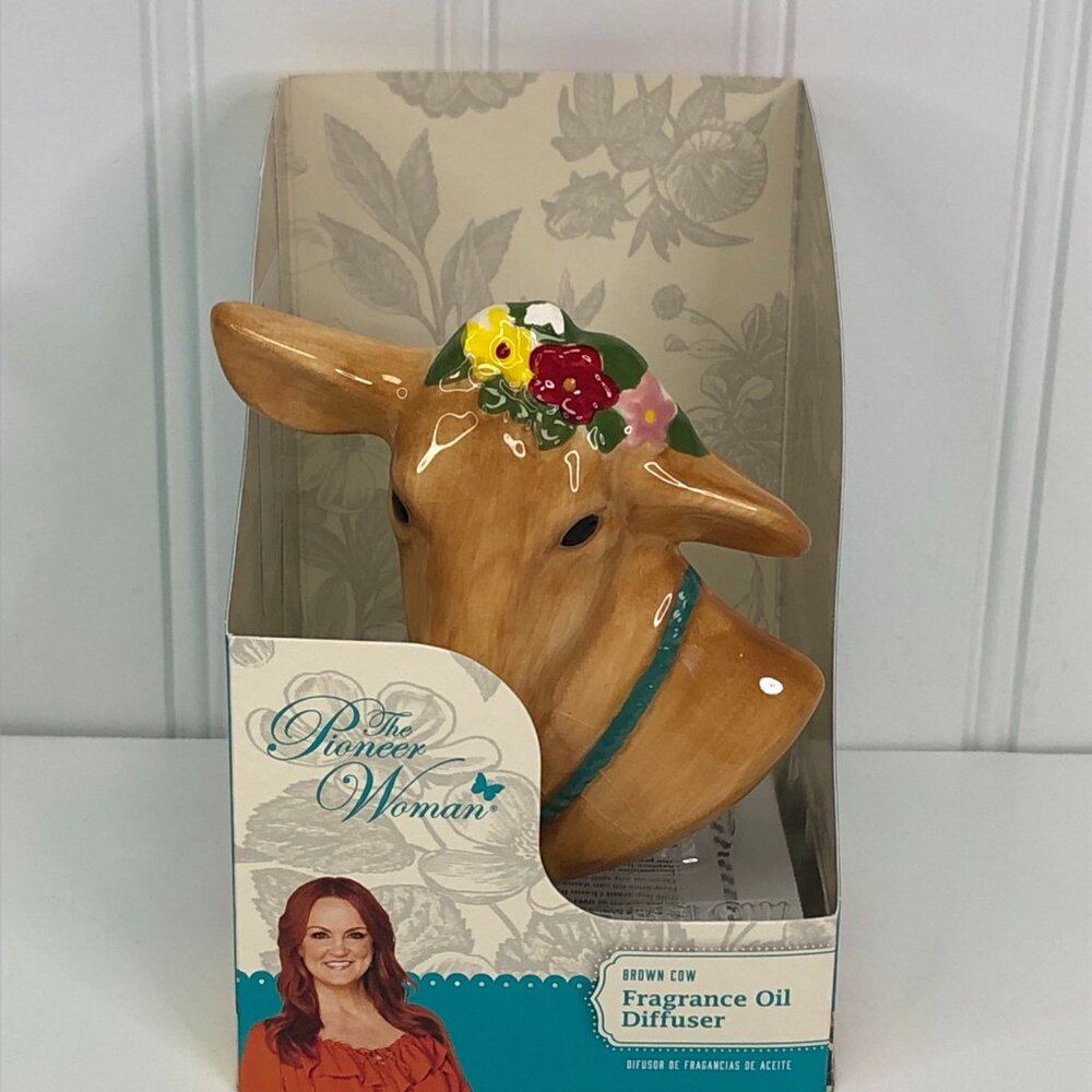 Pioneer Woman Fragrance Oil Diffuser Brown Cow Scent Charm Ceramic Plug in New